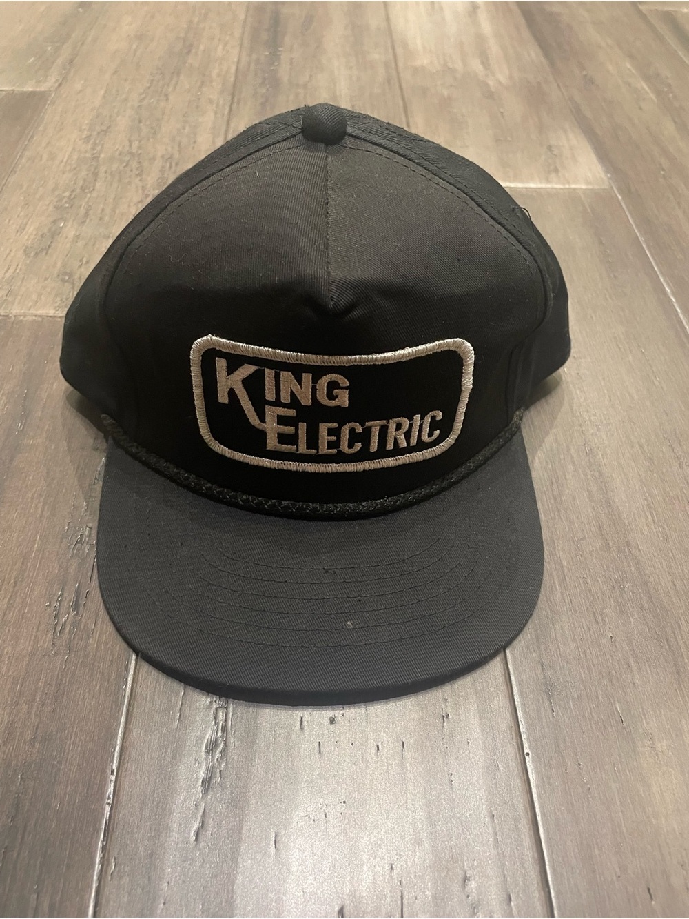 Vintage King Electric Patch Snapback Hat Black Rope Cap YoungAn 90s Workwear